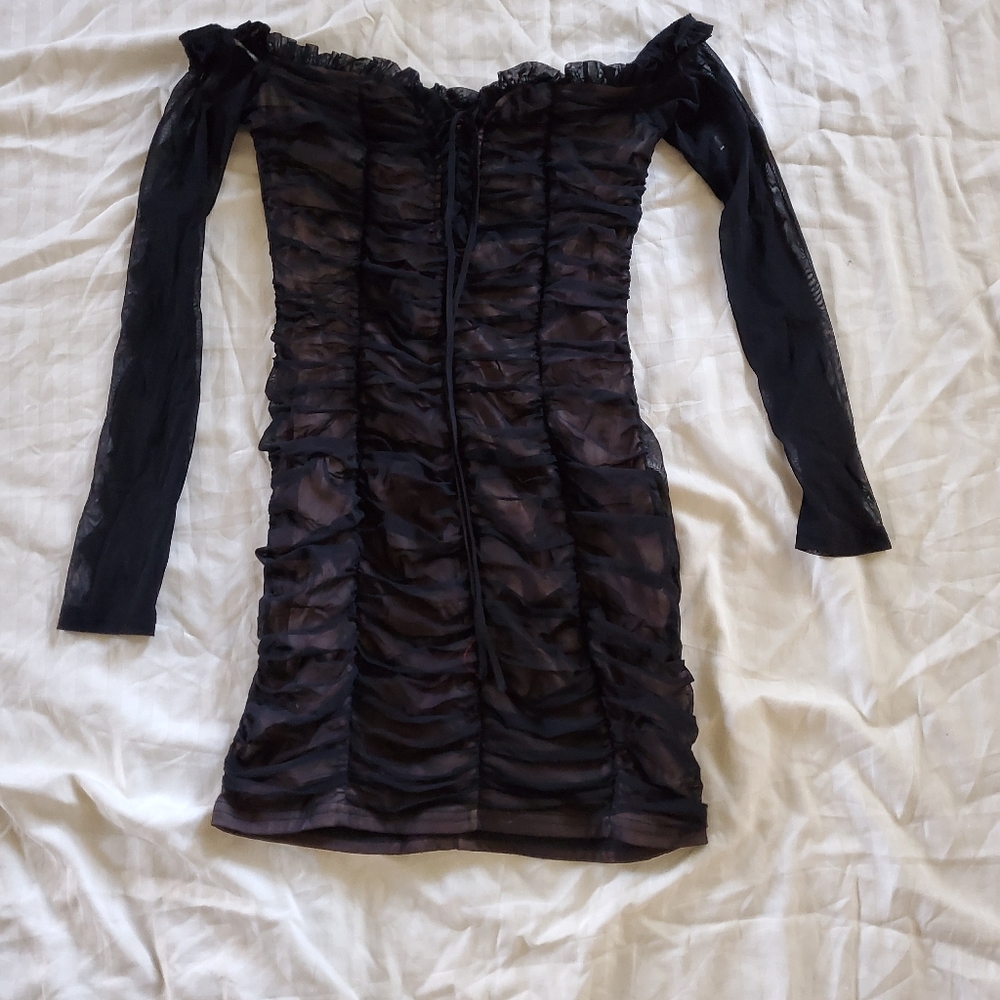 Fashion Nova Sexy Bardot Mesh Dress